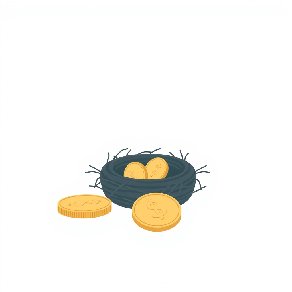 Retirement nest egg and matching coins illustrating how employer matching contributions grow savings.