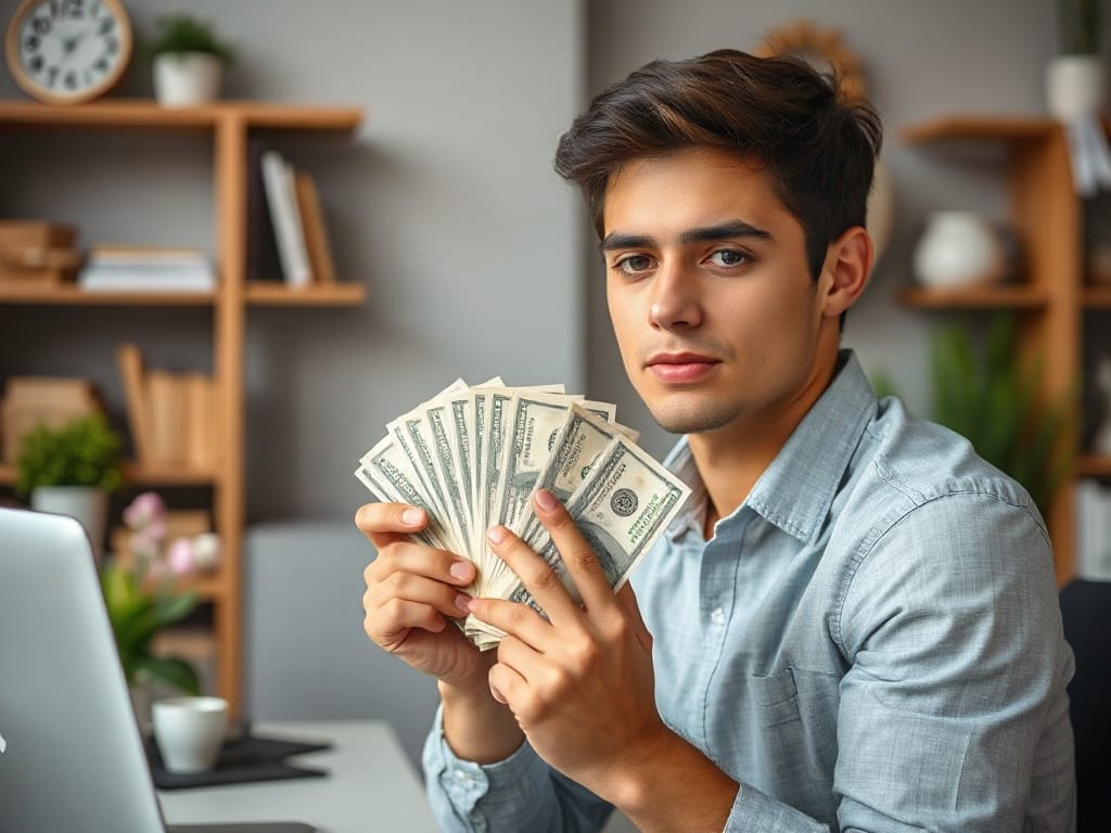 U.S. employee reviewing healthcare savings options with insurance documents and a calculator.