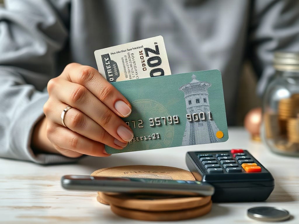 U.S. cardholder reviewing a credit card statement and payment due date at home.