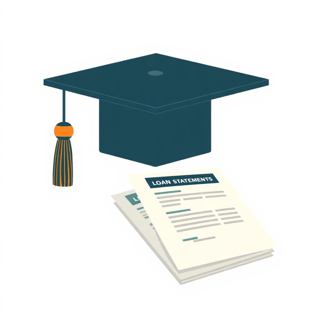 Graduation cap and loan statements illustrating how to choose a student loan repayment plan.