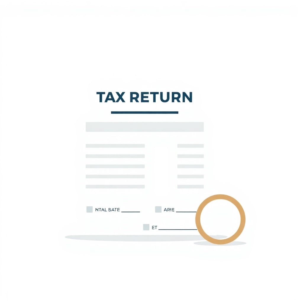 Tax return form and wedding ring illustrating tax filing status options.