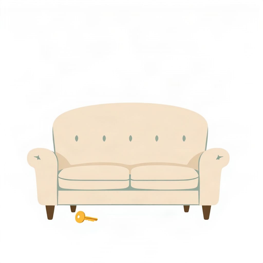 Apartment key and protected sofa illustrating how much renters insurance do i need.