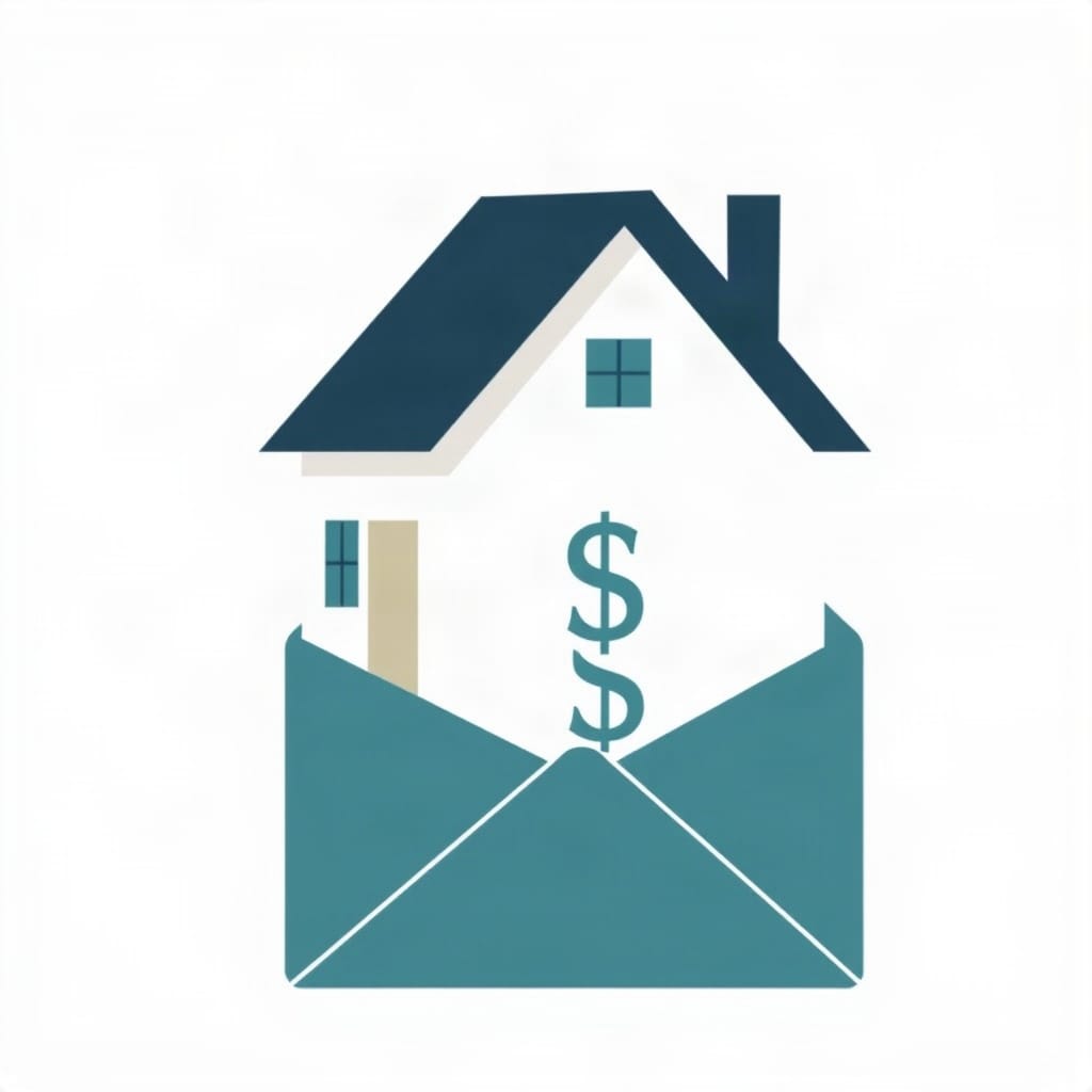 Small house and payment envelope illustrating what is escrow on a mortgage.