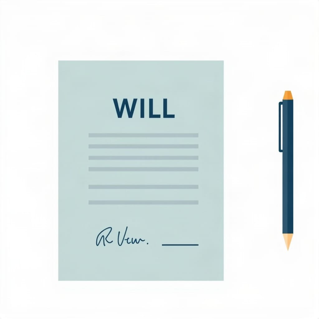 Signed document and pen representing how to make a will with clear intentions.
