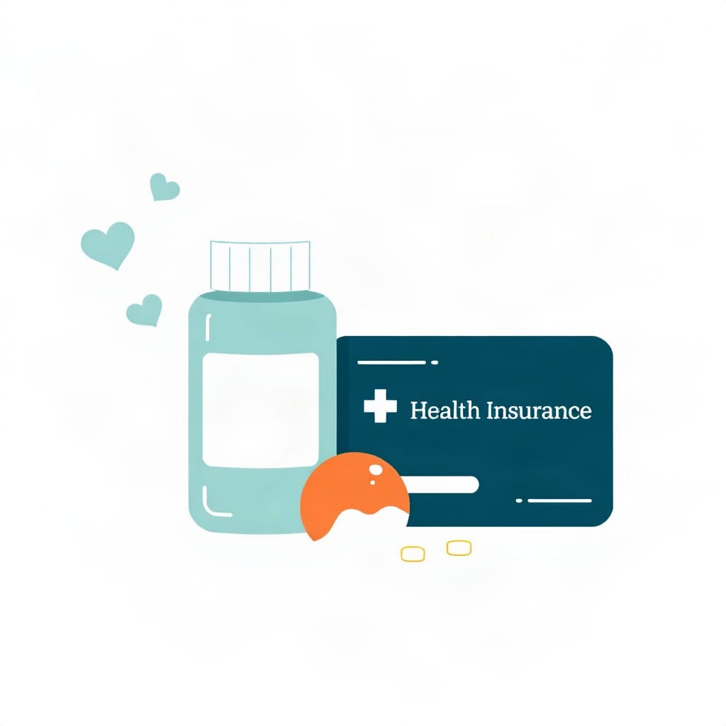 Prescription bottle and insurance card illustrating how to choose a health insurance plan.