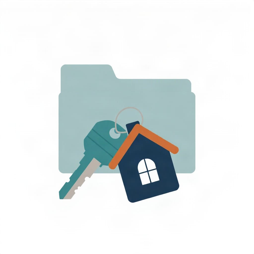 Interlocking house keys and shared folder for a financial checklist before marriage.